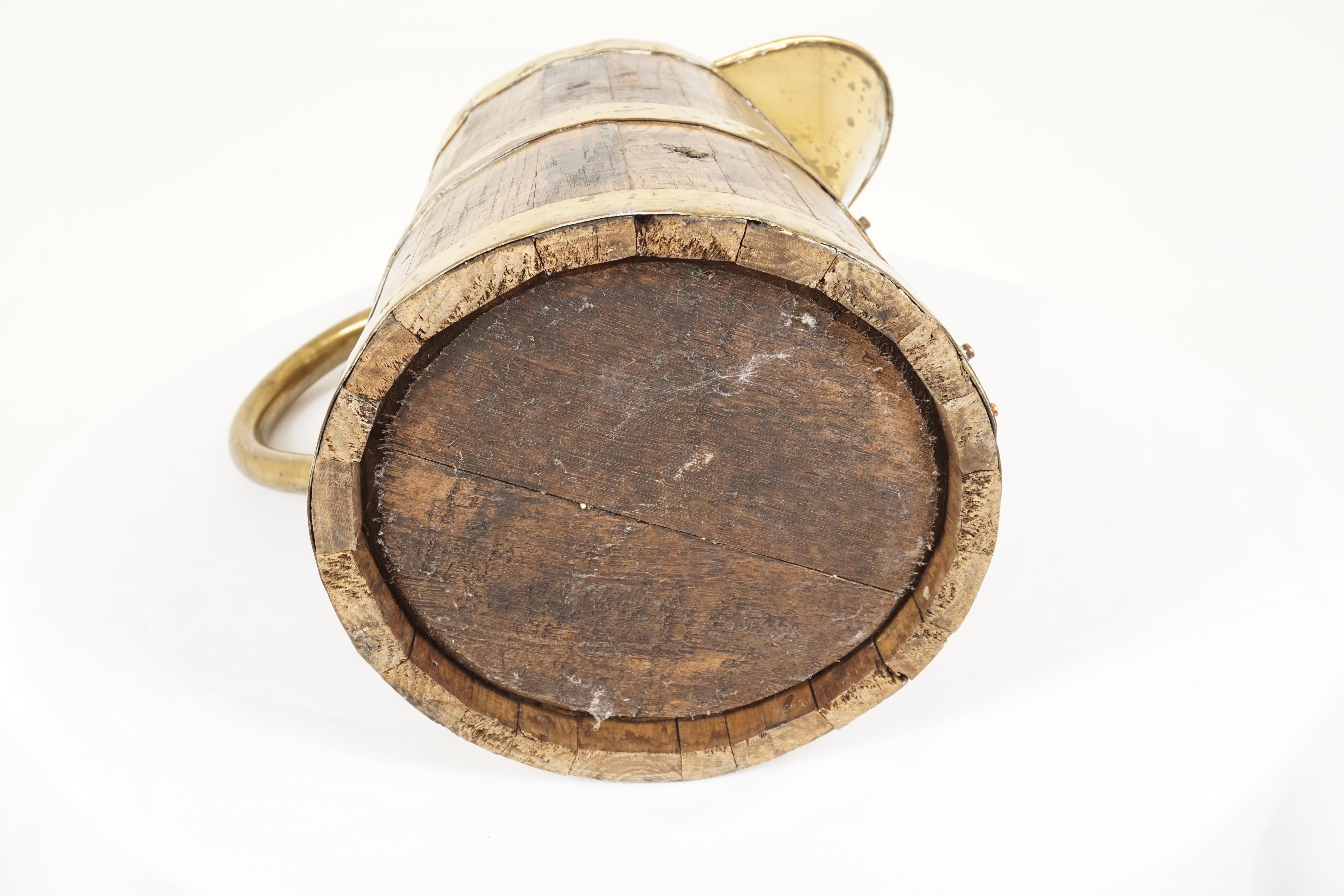 Antique Oak and Brass Bound Jug, Scotland, 1910 1