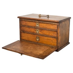 Antique Oak and Brass Machinist's Chest, circa 1880-1930