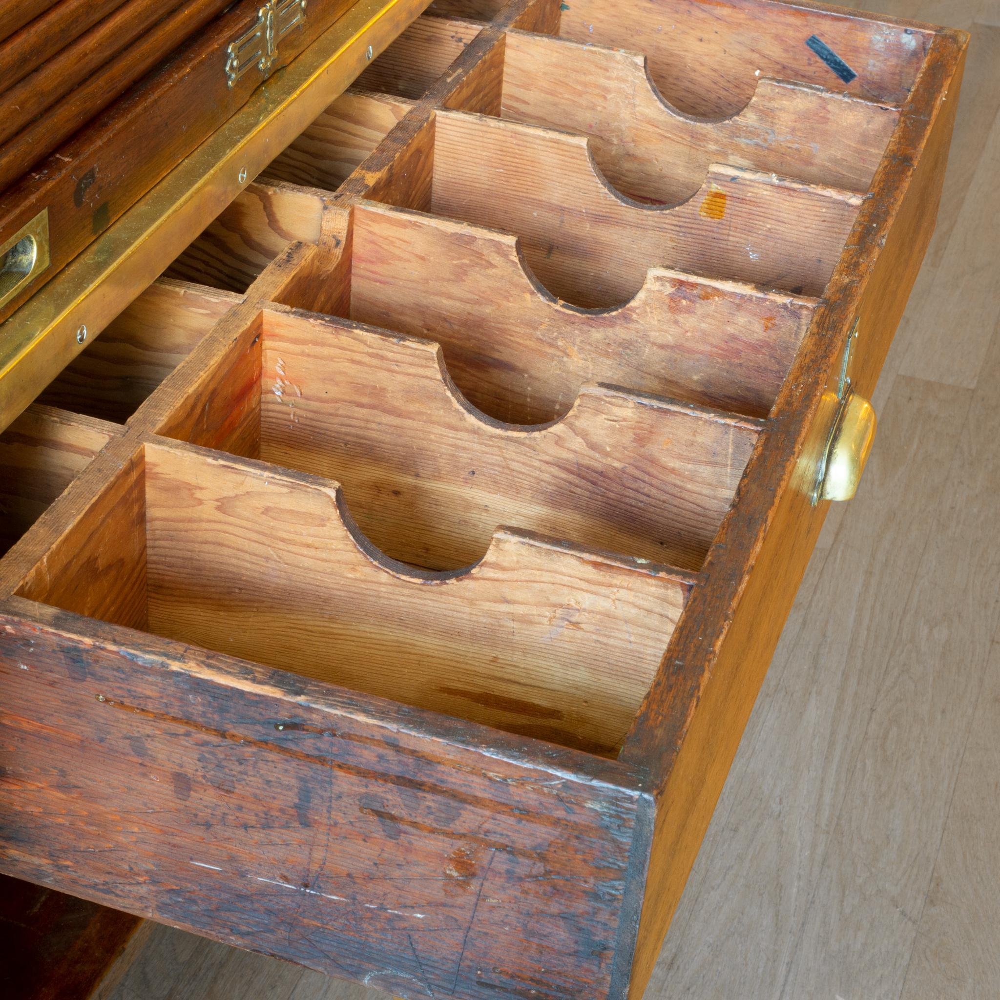 Antique Oak and Brass Rolltop Desk, circa 1930 5