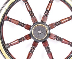 Antique Oak and Brass Ships Wheel and Salters Scales for Whale Meat 19th Century