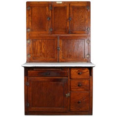 Vintage Oak and Enamel Authentic Indiana Hoosier Cabinet, circa 1910
