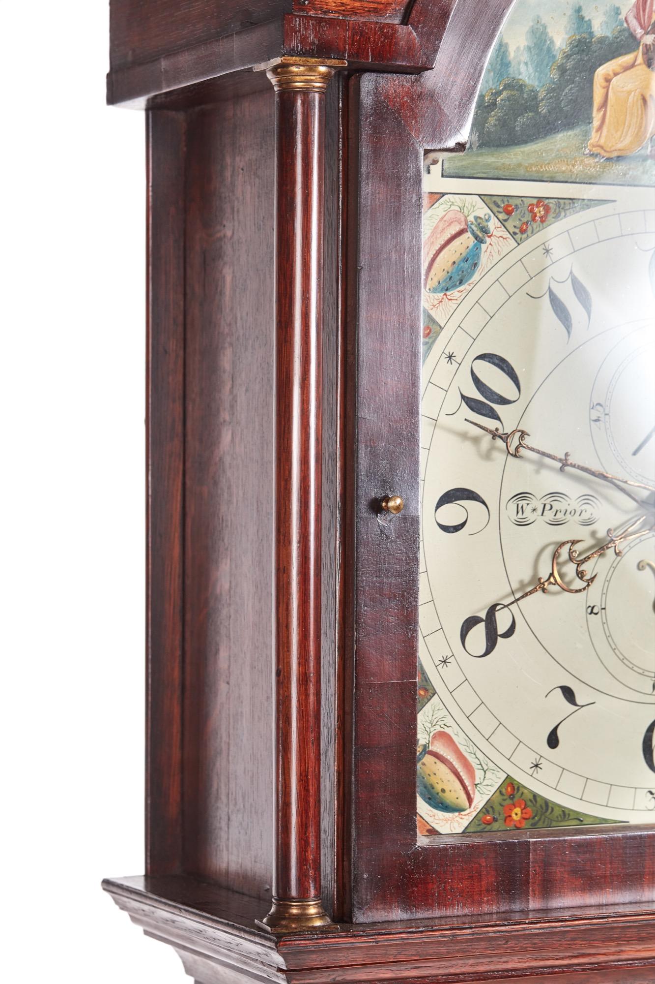Acajou Horloge de grand-père ancienne en chêne et acajou par W Prior Skipton en vente