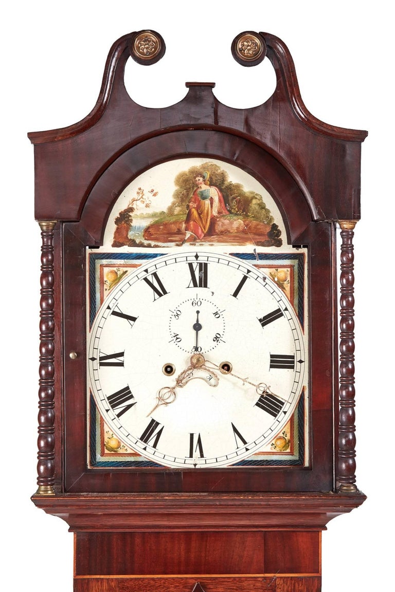 Antique Oak and Mahogany Inlaid 8 Day Grandfather Clock at 1stDibs
