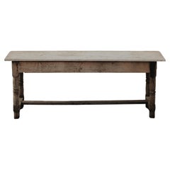 Antique Oak and Marble Console Table From France, Circa 1850