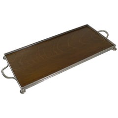 Antique Oak and Silver Plate Drinks / Cocktail Tray, circa 1900