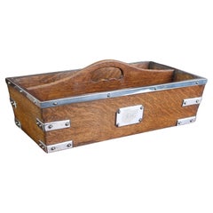 Antique Oak And Silver Plated Bar Tray, English, circa 1910