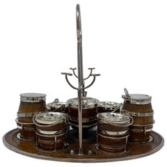 Antique Oak and Silver Plated Cruet Set, circa 1890