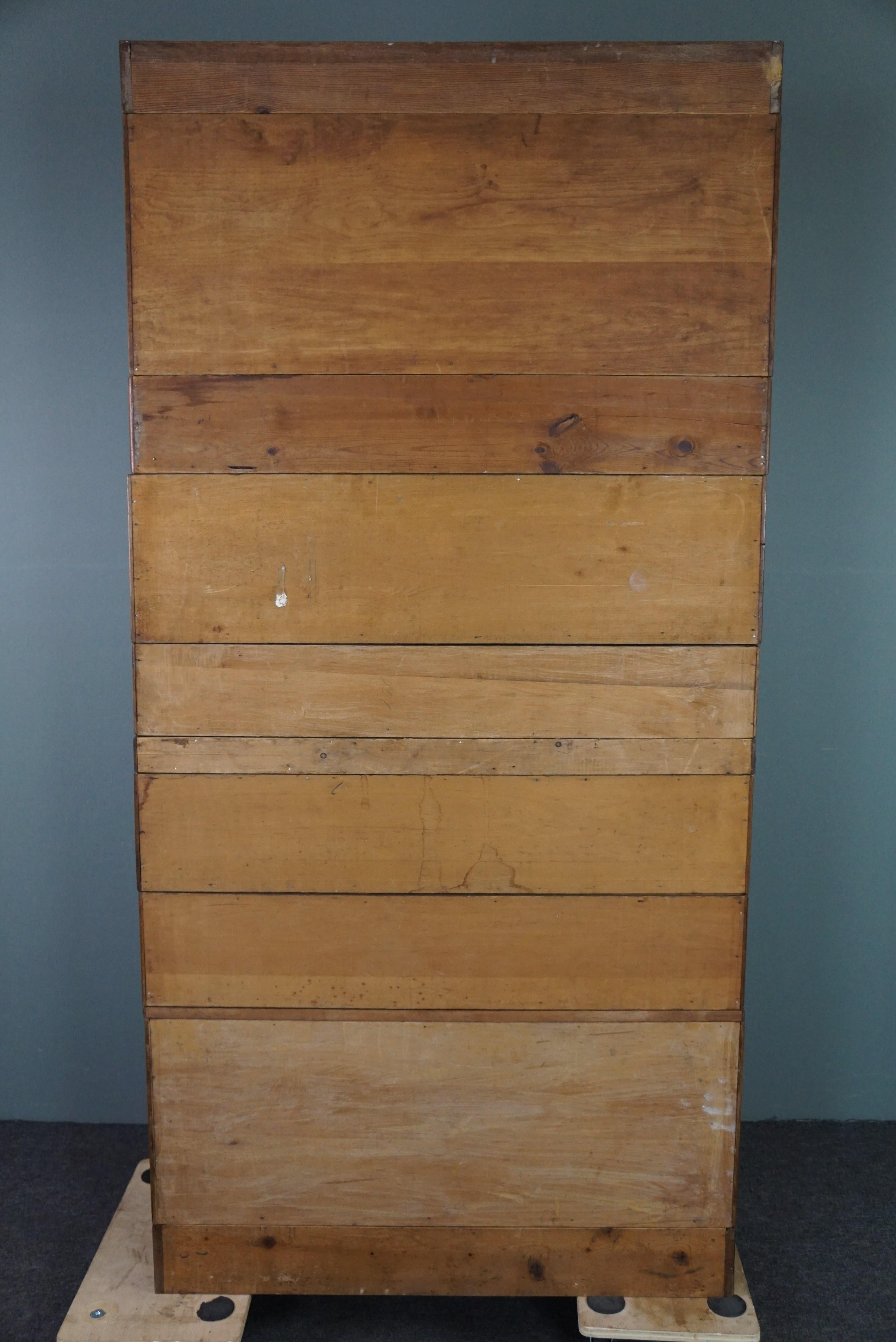 Hand-Crafted Antique oak apothecary cabinet, early 1900s For Sale