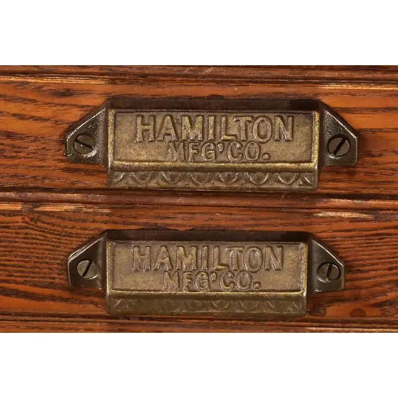 Antique Oak Architect's Blueprint File Cabinet by Hamilton, Circa 1900 For Sale 3