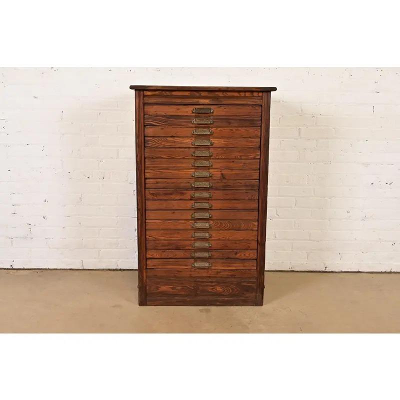 Arts and Crafts Antique Oak Architect's Blueprint File Cabinet by Hamilton, Circa 1900 For Sale