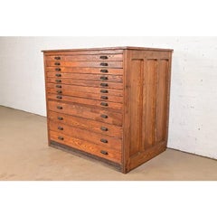 Antique Oak Architect's Blueprint Flat File Cabinet by Hamilton, Circa 1900