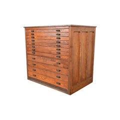 Antique Oak Architect's Blueprint Flat File Cabinet by Hamilton, Circa 1900