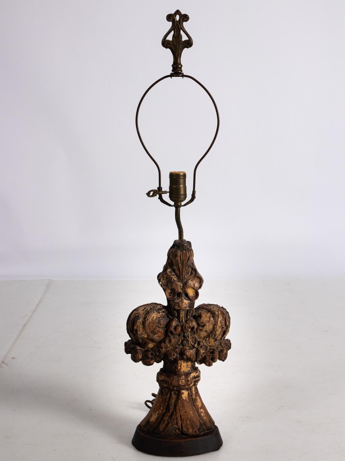 English Antique Oak Architectural Fragment Lamp