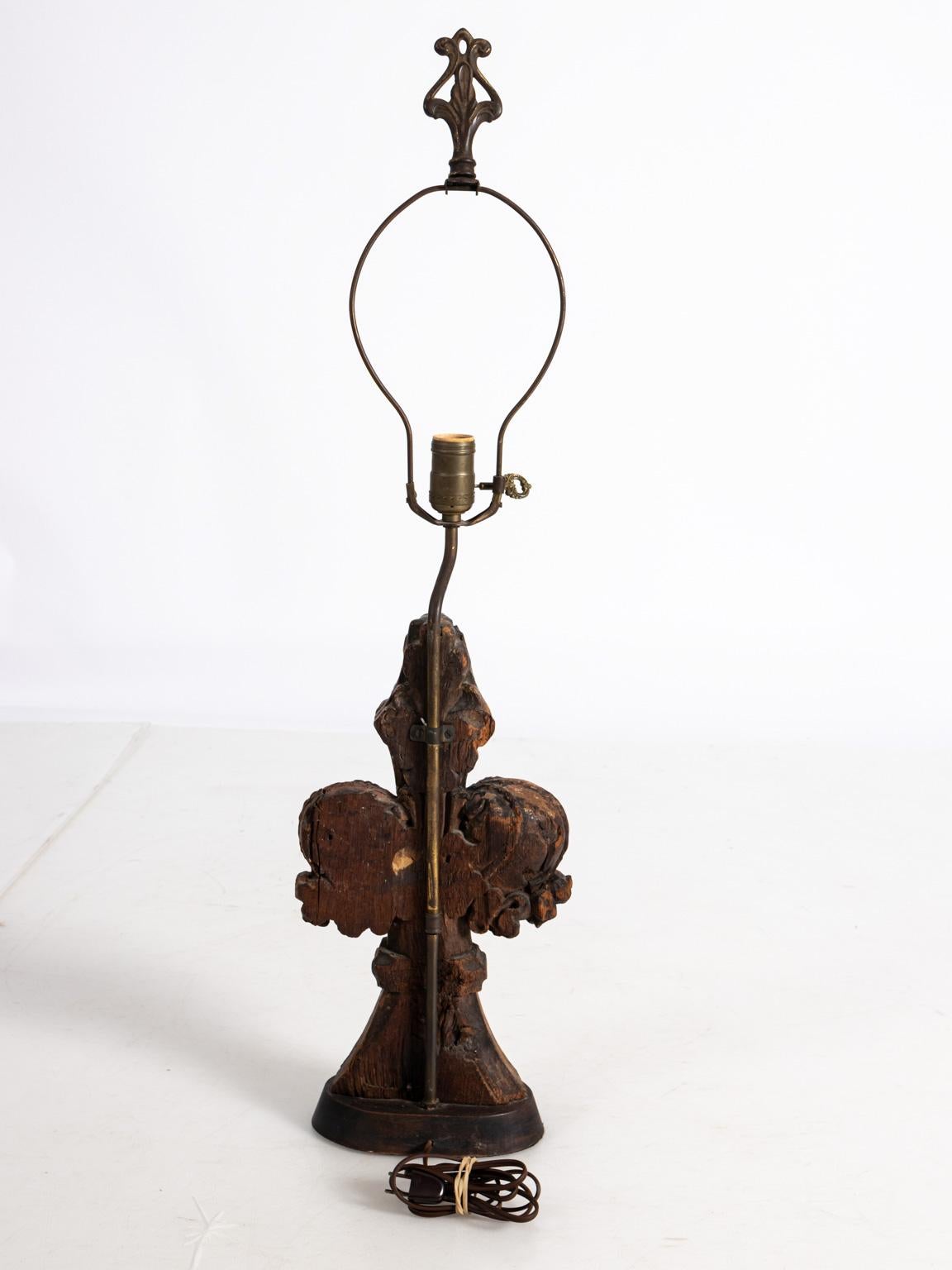 Antique Oak Architectural Fragment Lamp 1
