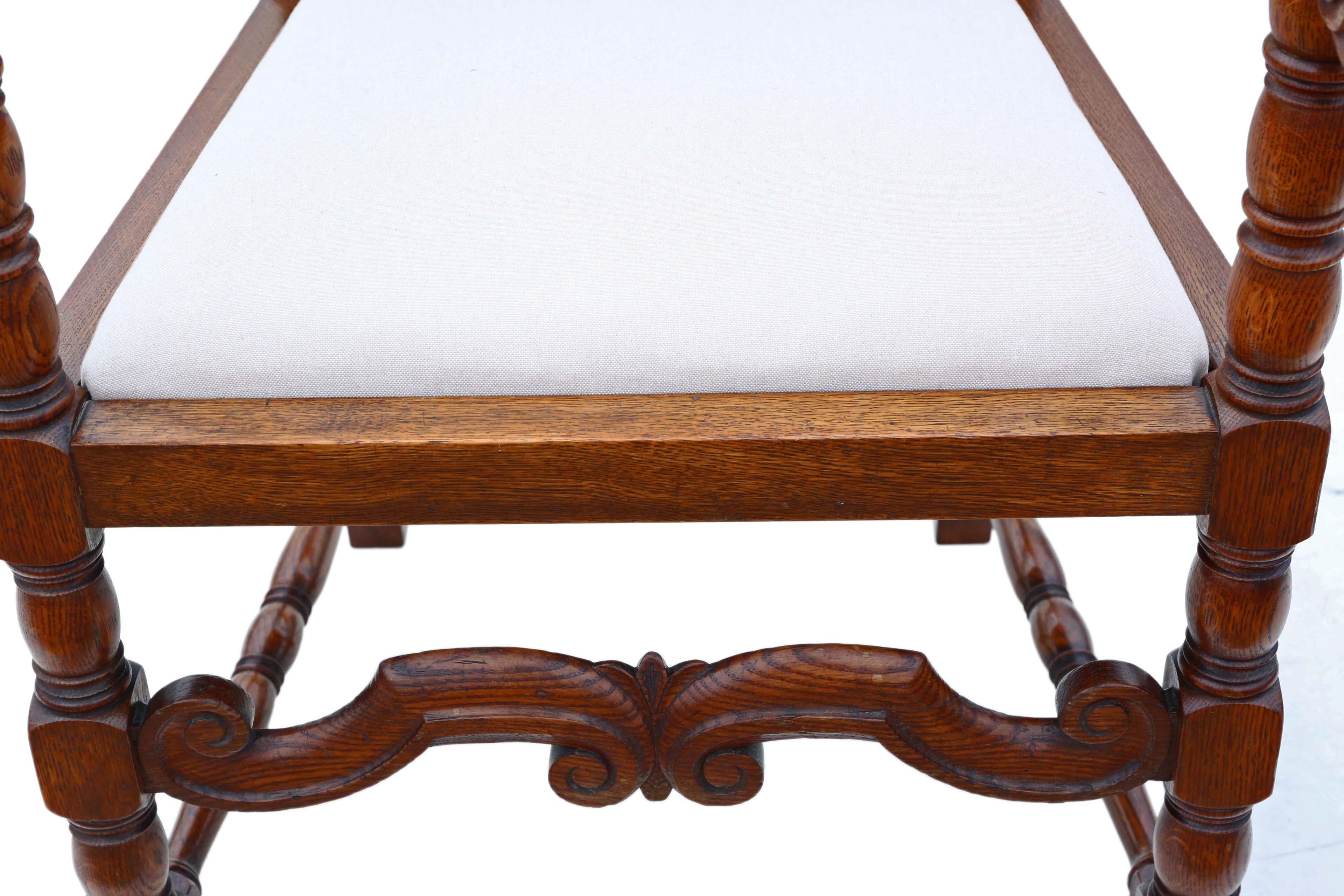Antiker Eichenholzsessel mit Elbow-Schreibtischstuhl im Charles-II-Stil im Angebot 2