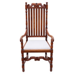 Poltrona antica in Oak Sedia da scrivania a gomito in stile Charles II