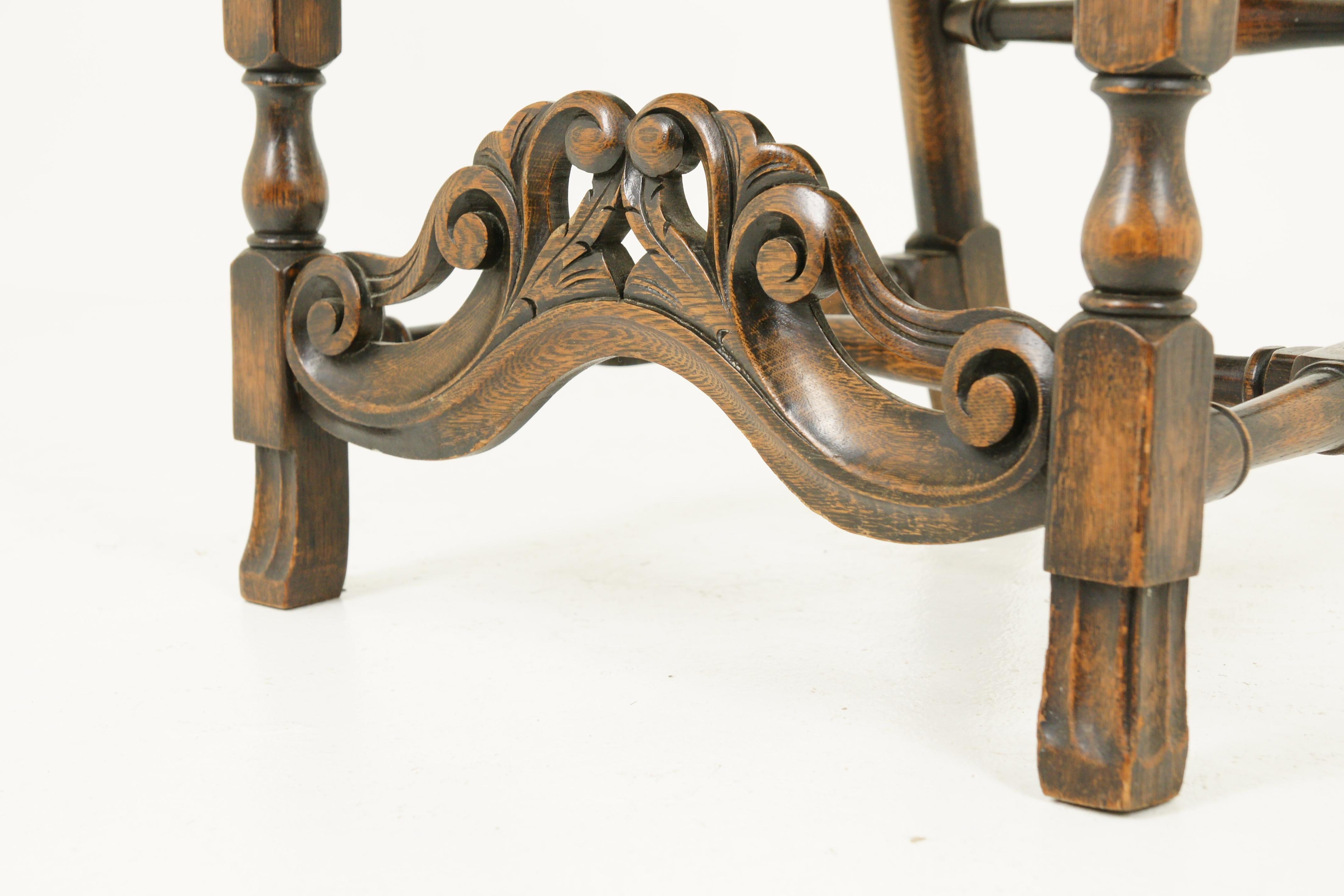 Antique Oak Armchair, William and Mary Carved Oak Armchair, Scotland, 1920 1