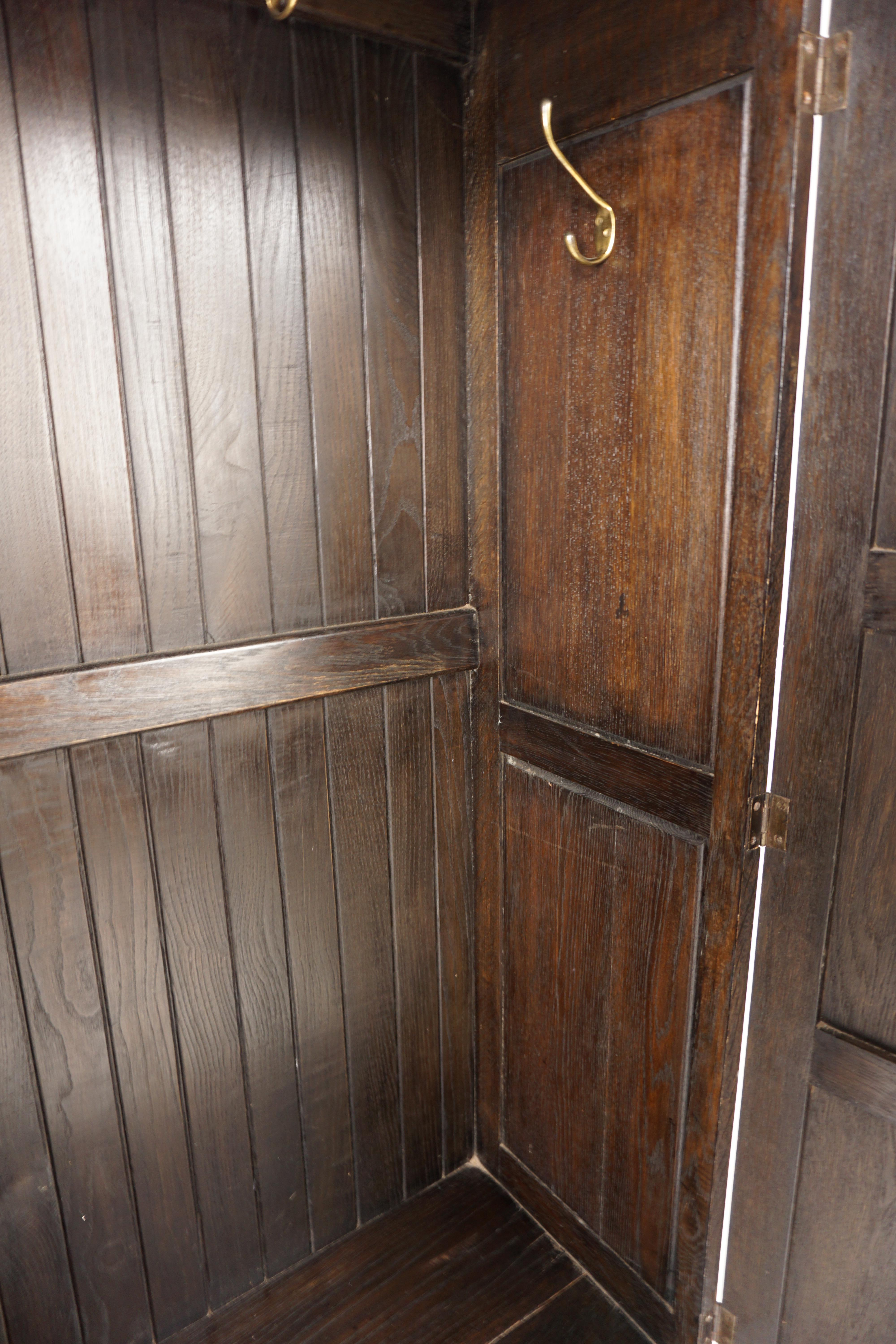 Early 20th Century Antique Oak Armoire, Hall Cupboard, Wardrobe, Heal & Son, England 1910, H1043
