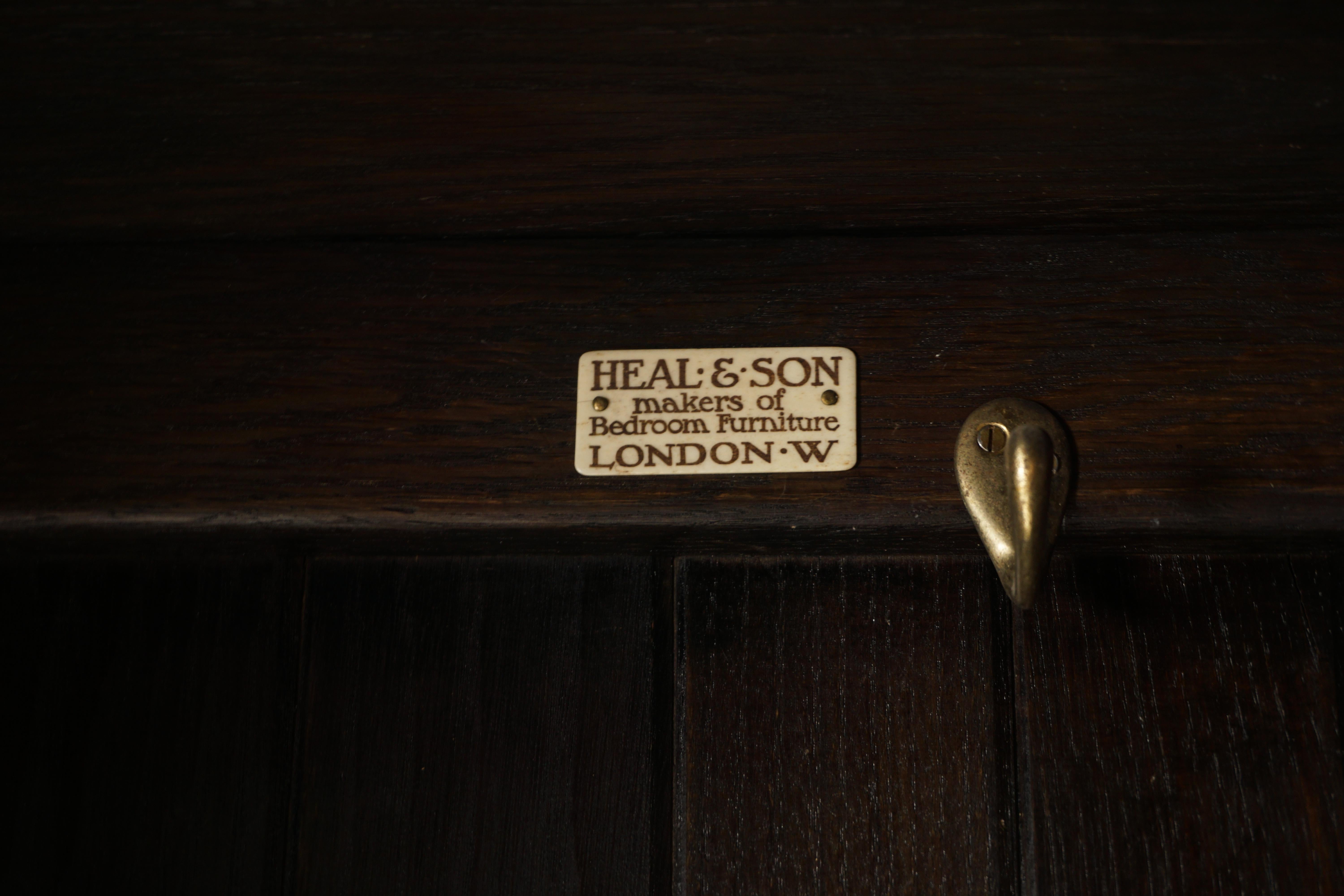 Antique Oak Armoire, Hall Cupboard, Wardrobe, Heal & Son, England 1910, H1043 1