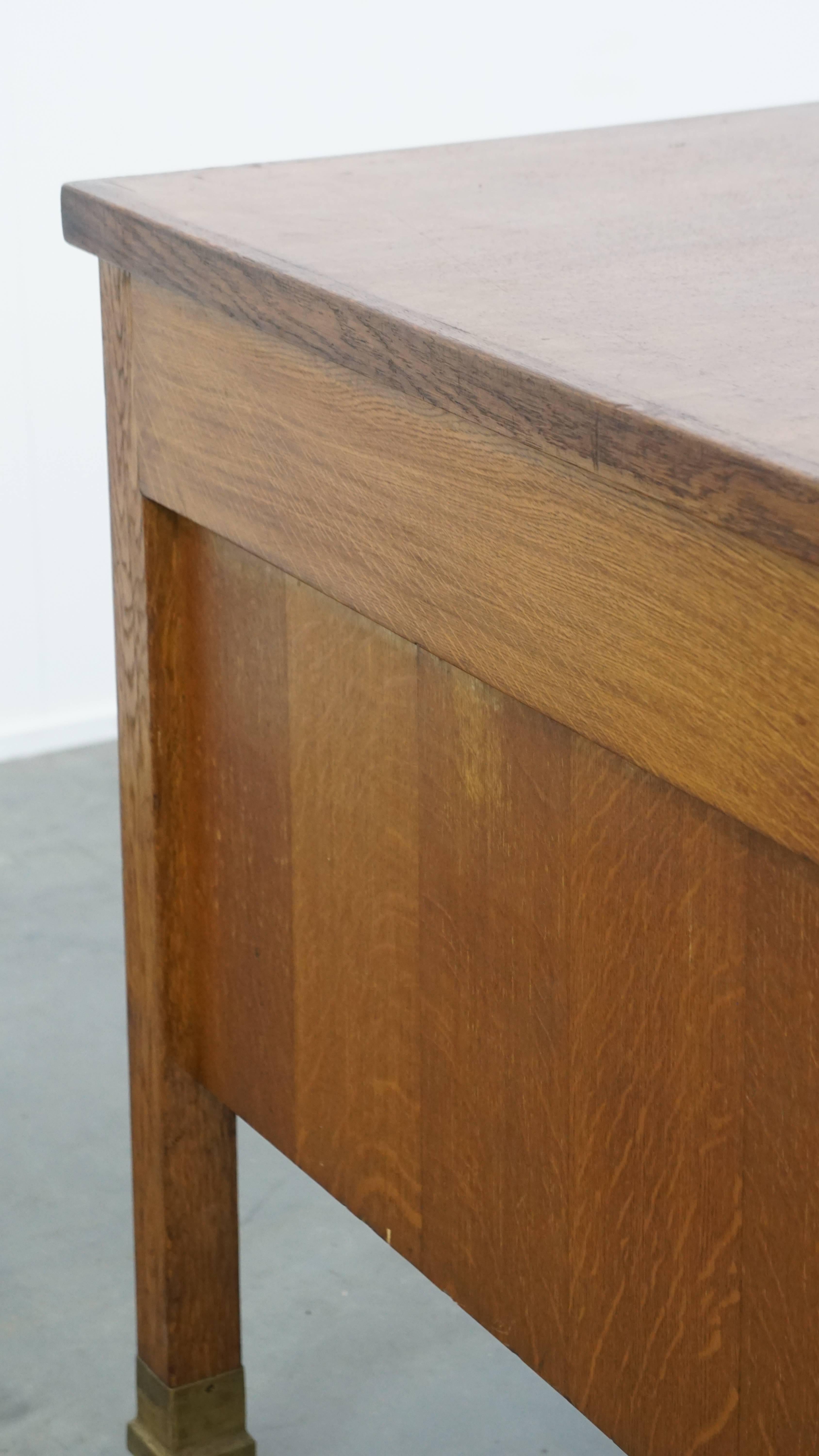 Antique Oak Art Deco Desk from the Early 20th Century in Amsterdam School Style For Sale 10