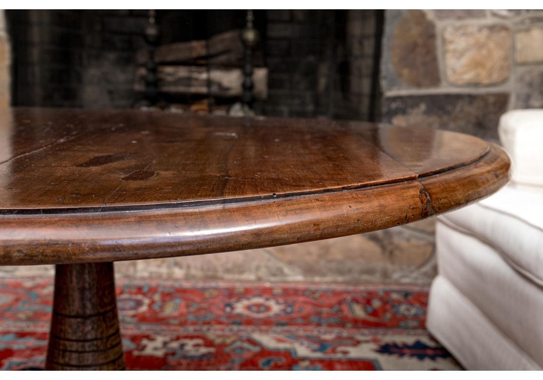 Antique Oak Arts and Crafts Era Round Pedestal Table For Sale 7