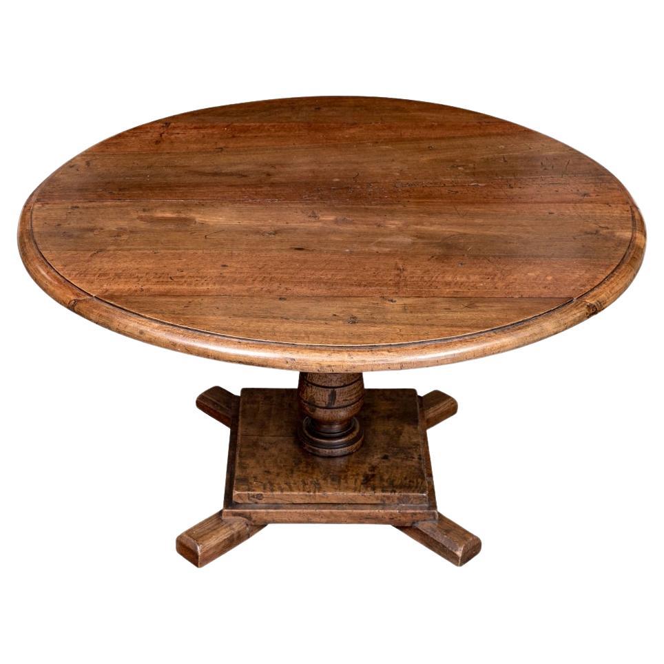 Antique Oak Arts and Crafts Era Round Pedestal Table For Sale