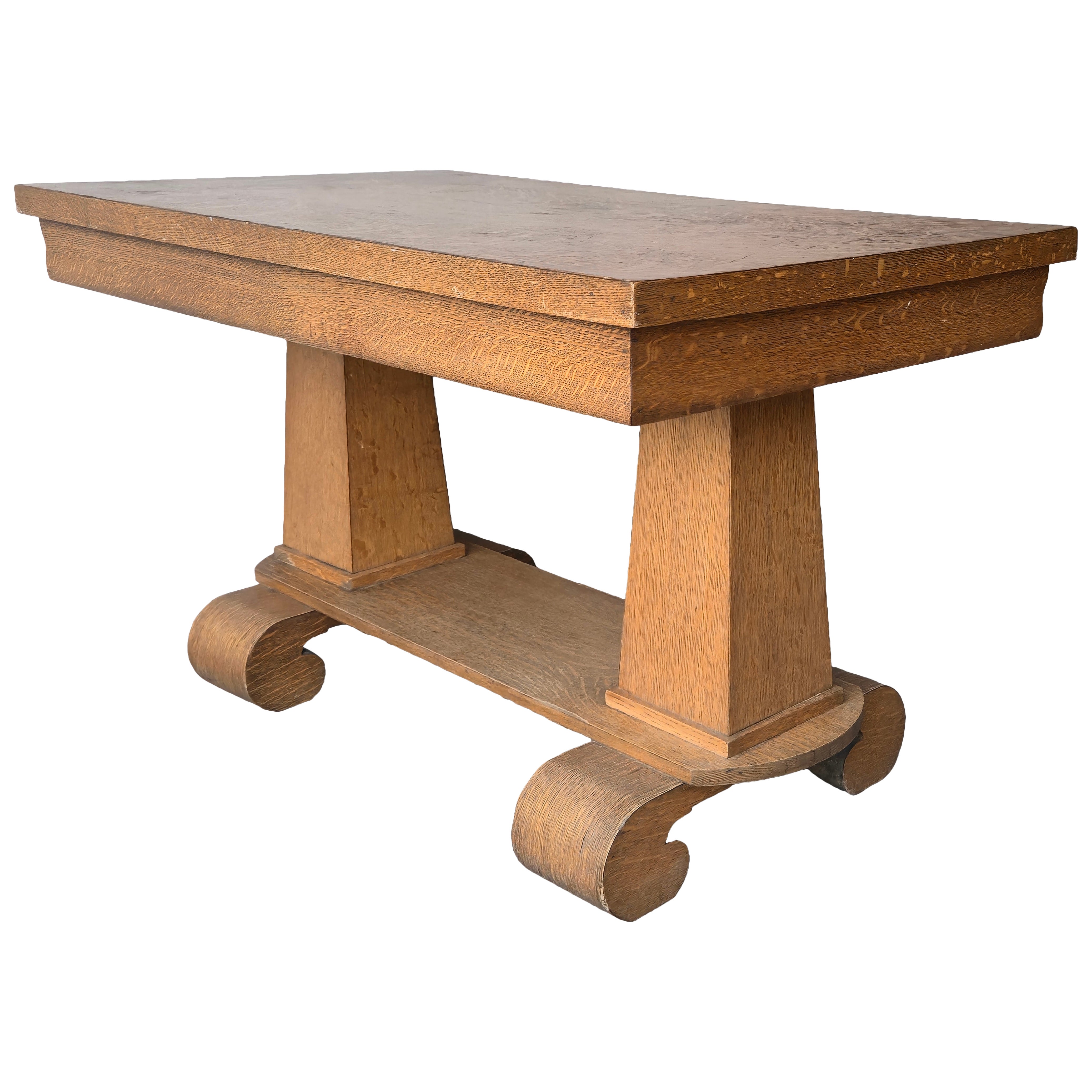 Antike Eiche Arts and Crafts Bibliothek Schreibtisch Tisch im Angebot