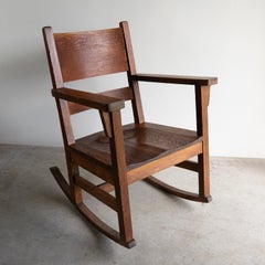 Antique Oak Arts and Crafts Rocking Chair, Manner of Gustav Stickley, 20th C.
