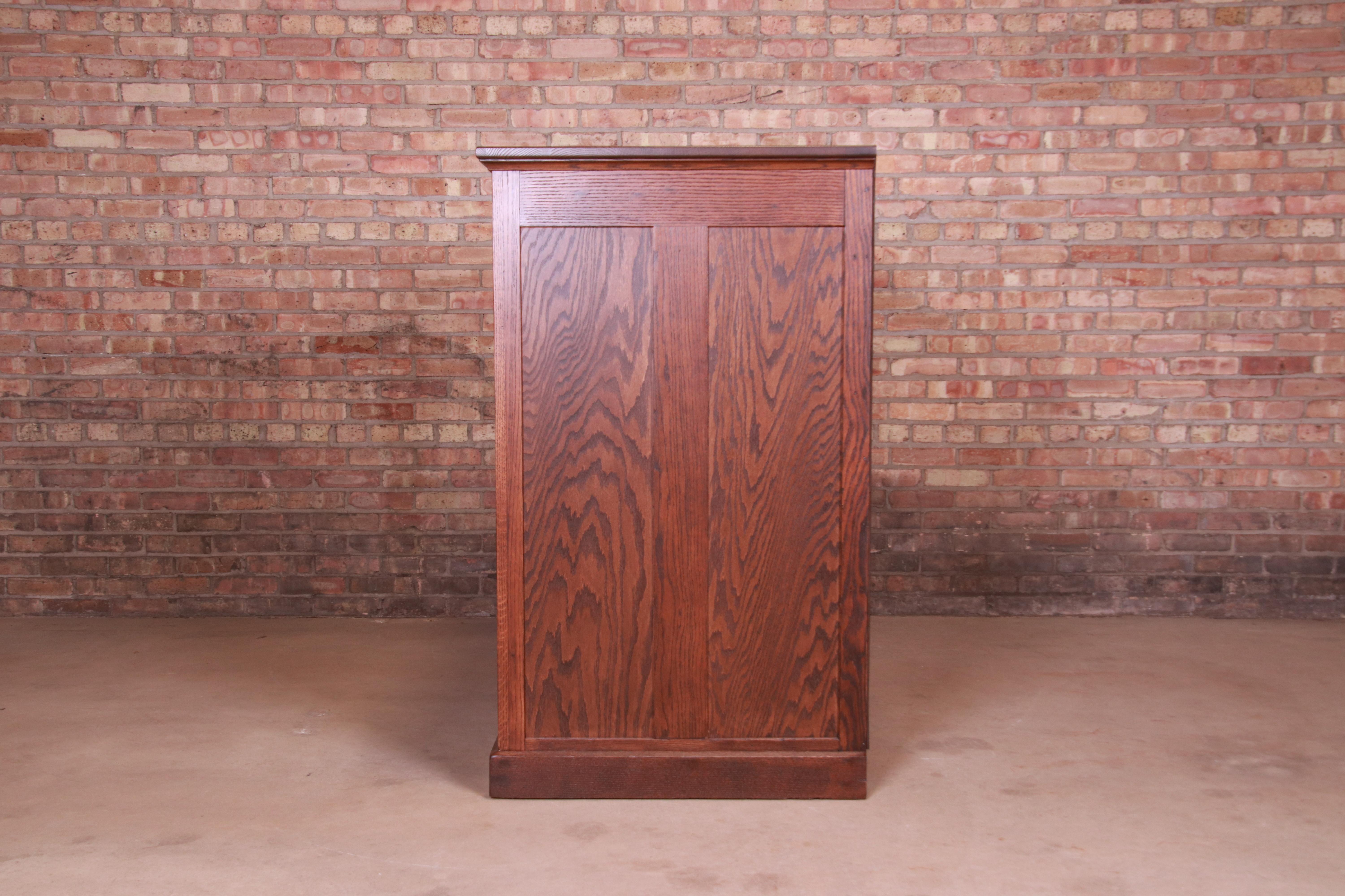 Antique Oak Arts & Crafts Architect's Blueprint Flat File Cabinet, Refinished 2