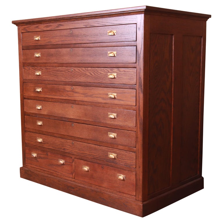 Antique Oak Arts And Crafts Architect S Blueprint Flat File Cabinet Refinished For Sale At 1stdibs