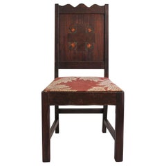 Antique Oak Arts & Crafts Hand Painted Monterey Mission Accent Chair from Church