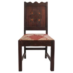 Antique Oak Arts & Crafts Hand Painted Monterey Mission Accent Chair from Church
