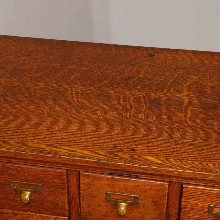 Antique Oak Arts and Crafts Stacked Card Catalog Filing Circa