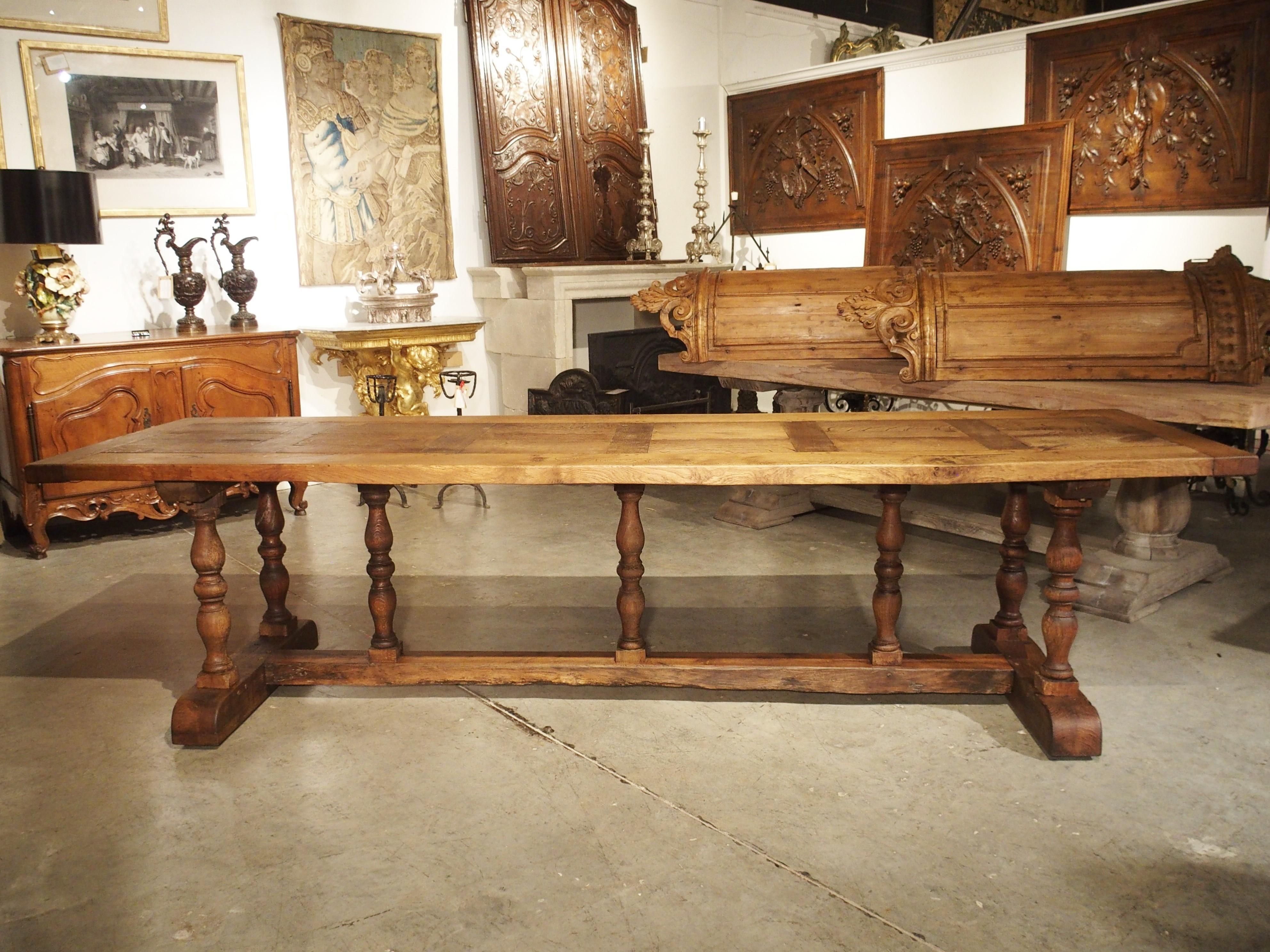 19th Century Antique Oak Baluster Leg Dining Table from France, circa 1850