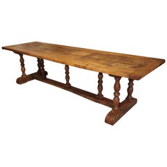 Antique Oak Baluster Leg Dining Table from France, circa 1850