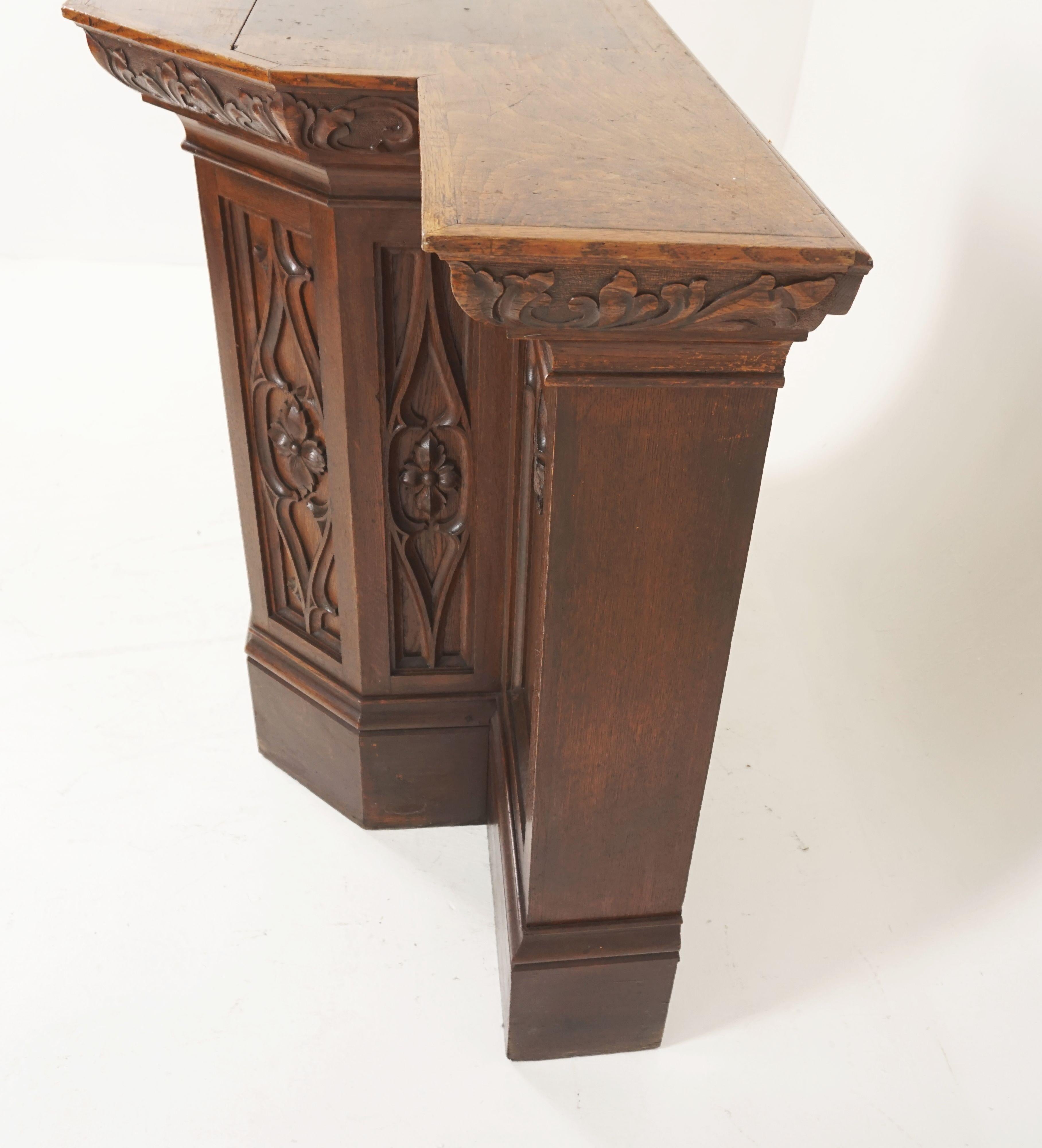 Antique Oak Bar, Gothic Revival Carved Oak Pulpit, Scotland 1890, B2056 In Good Condition In Vancouver, BC