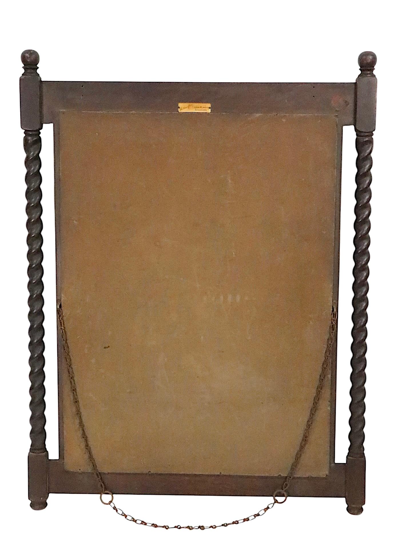Antique Oak Barley Twist  Demi Lune Console Table with Matching Mirror For Sale 8