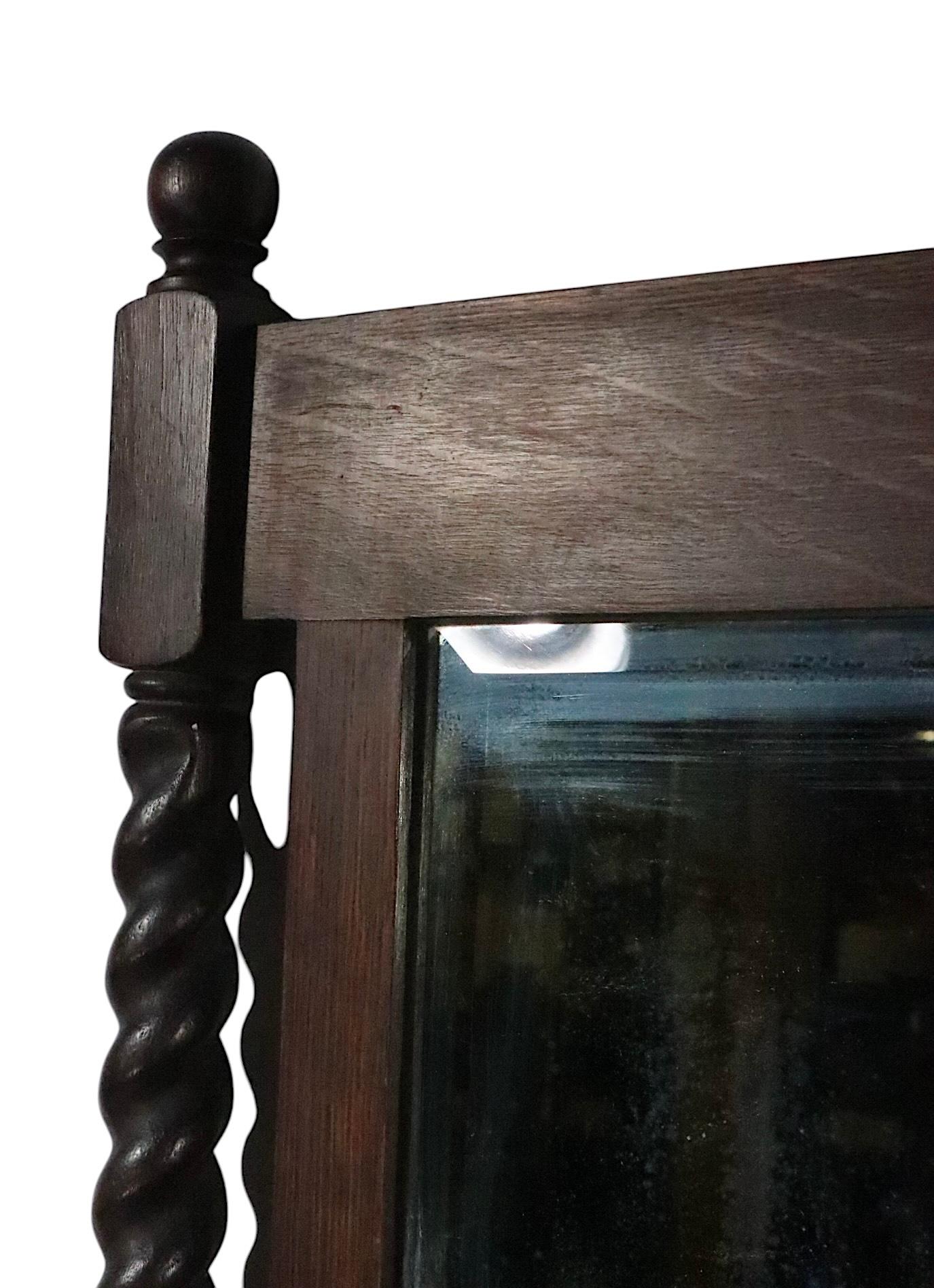 Antique Oak Barley Twist  Demi Lune Console Table with Matching Mirror For Sale 10