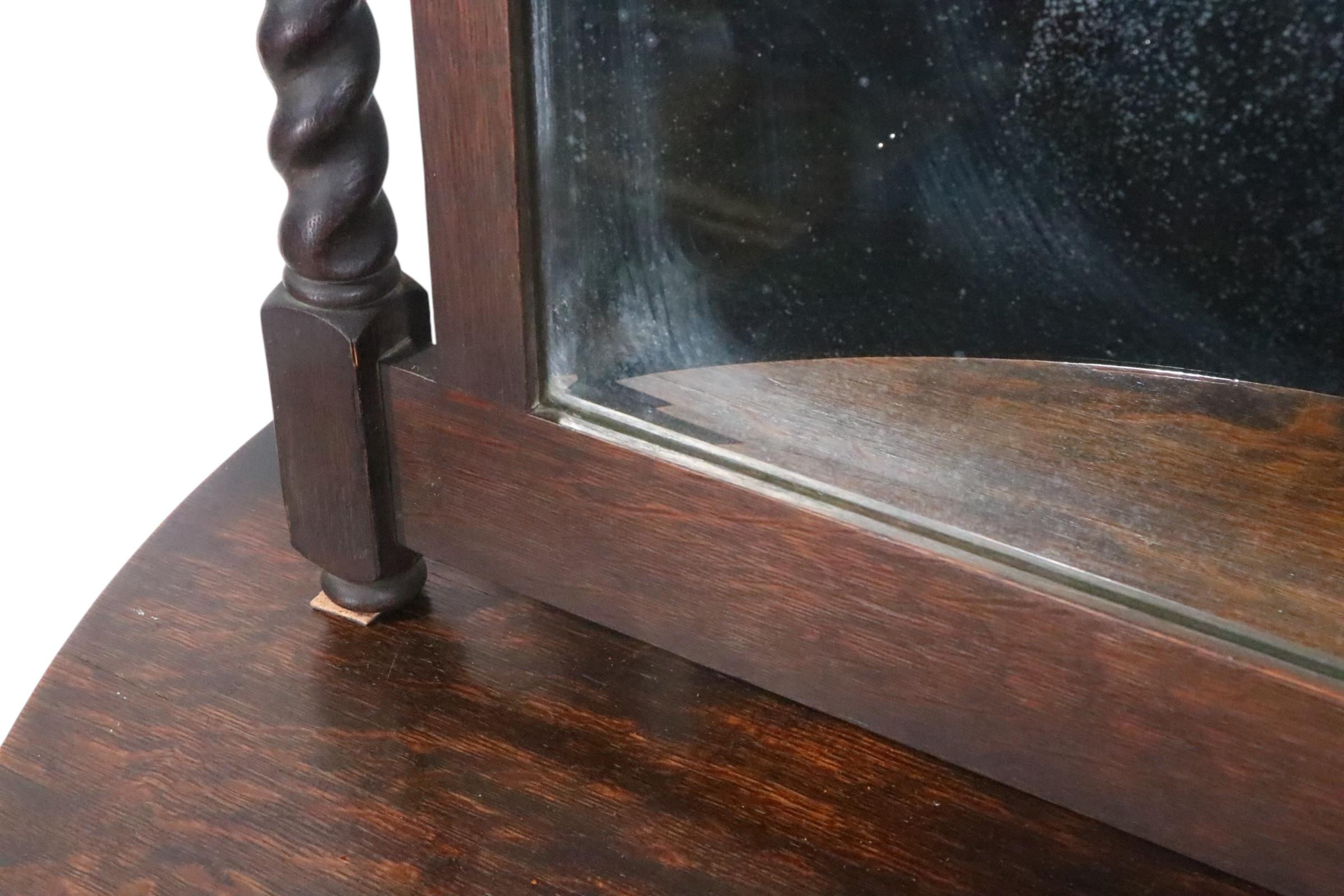Antique Oak Barley Twist  Demi Lune Console Table with Matching Mirror For Sale 14