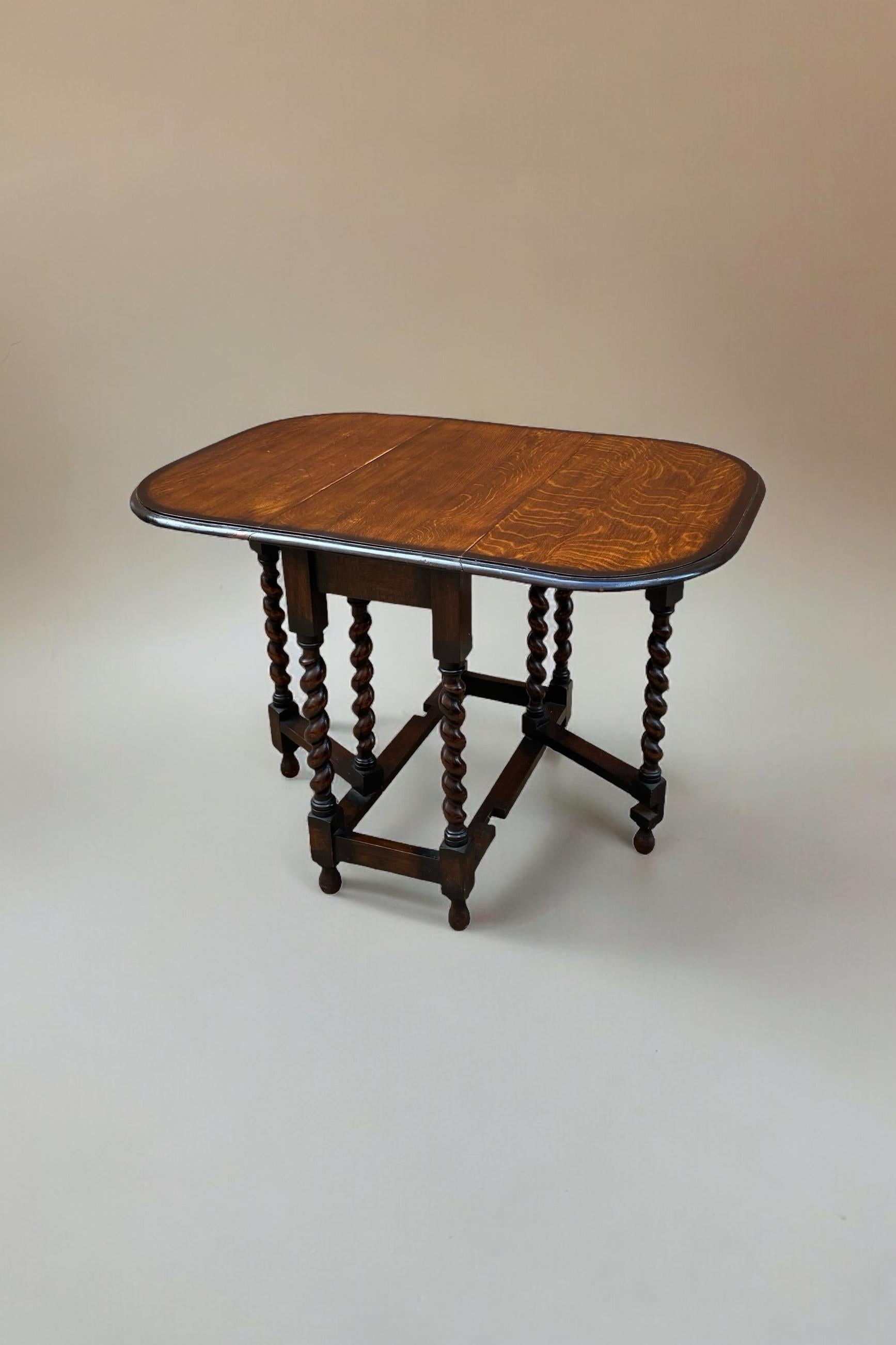 Antique Oak Barley Twist Drop Leaf Gate Leg Table 2