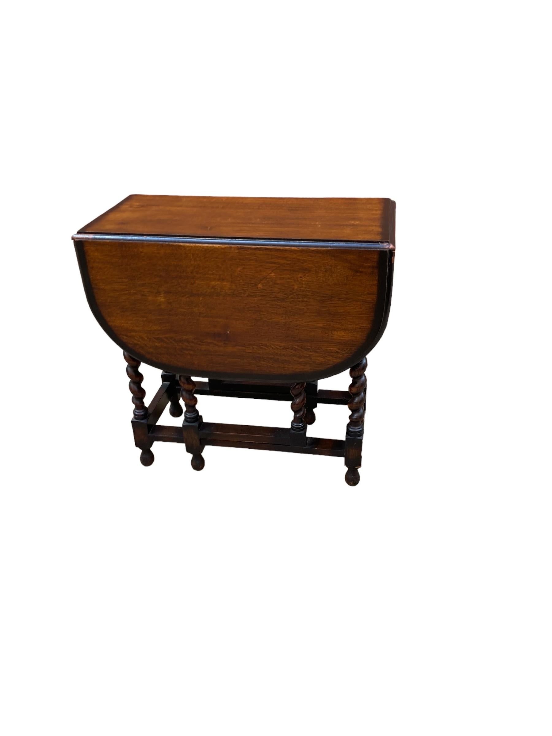 Antique Oak Barley Twist Drop Leaf Gate Leg Table 1