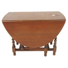 Antique Oak Barley Twist Gateleg Table, Drop Leaf, Scotland 1920, H1095