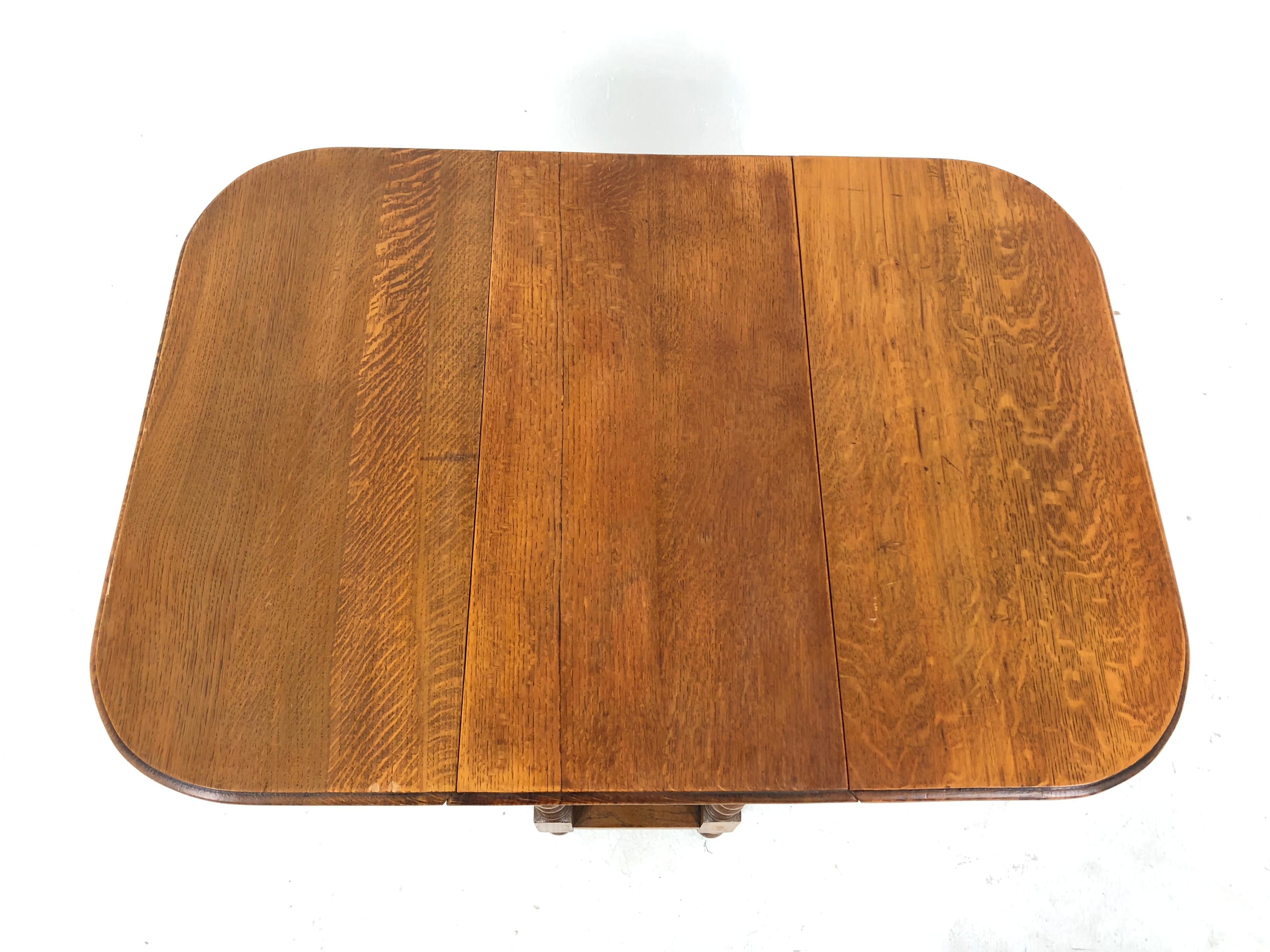 Antique Oak Barley Twist Gateleg Table, Drop Leaf Table, Scotland 1920, H757 For Sale 4