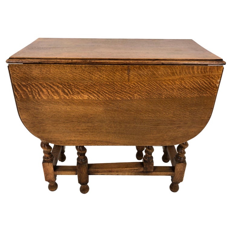 Antique Oak Barley Twist Gateleg Table, Drop Leaf Table, Scotland 1920, H757 For Sale at 1stDibs