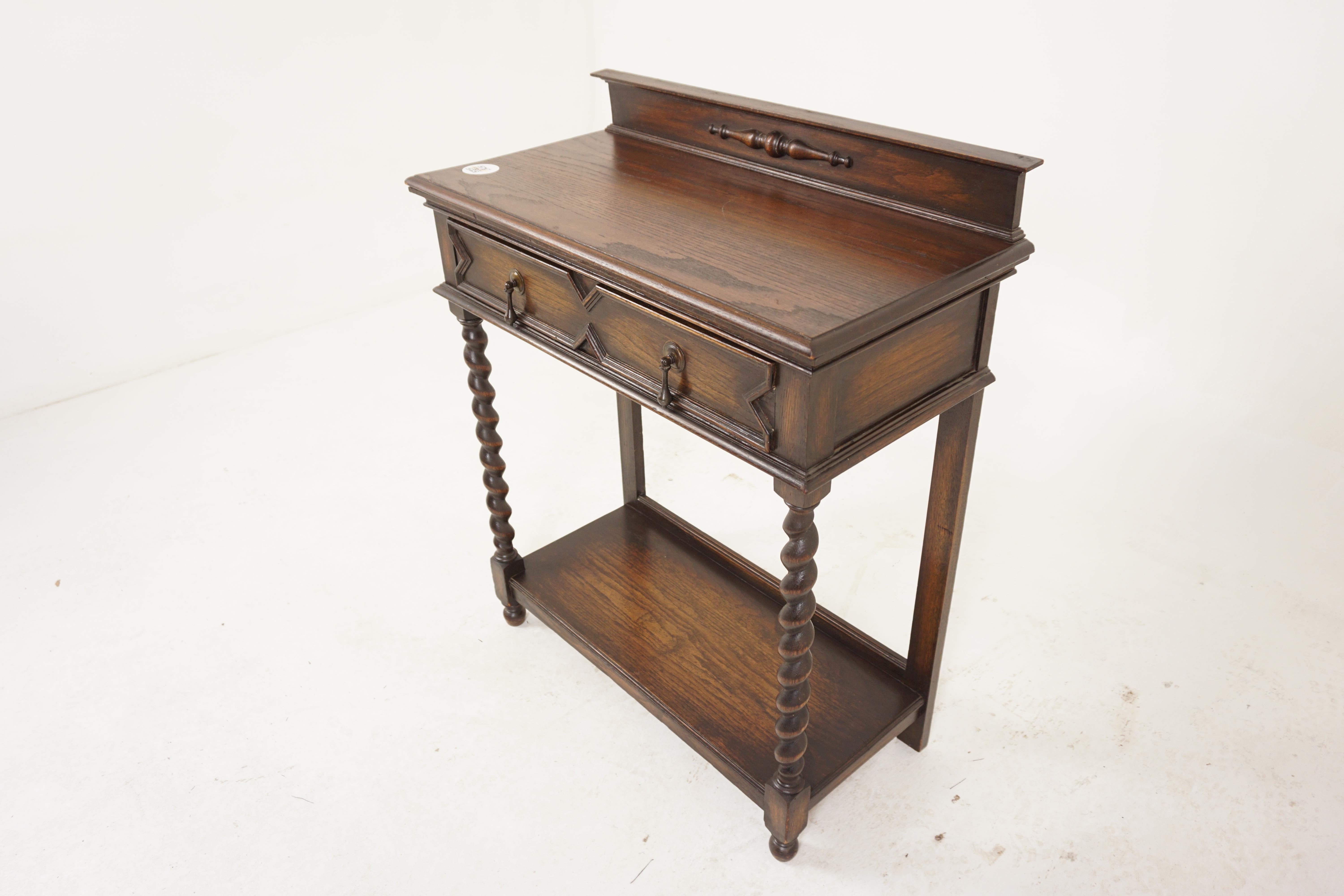 Antique oak barley twist hall table, sofa table, Scotland 1910, H603


Scotland 1910
Solid Oak
Original Finish
A shaped gallery to the top
With a single drawer with shaped molding to the front
With its original metal handles
Standing on a