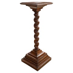 Antique Oak Barley Twist Pedestal / Plant Stand – 109 cm Height