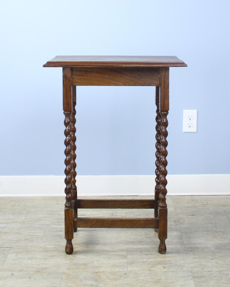 Antique Oak Barley Twist Side Table at 1stDibs