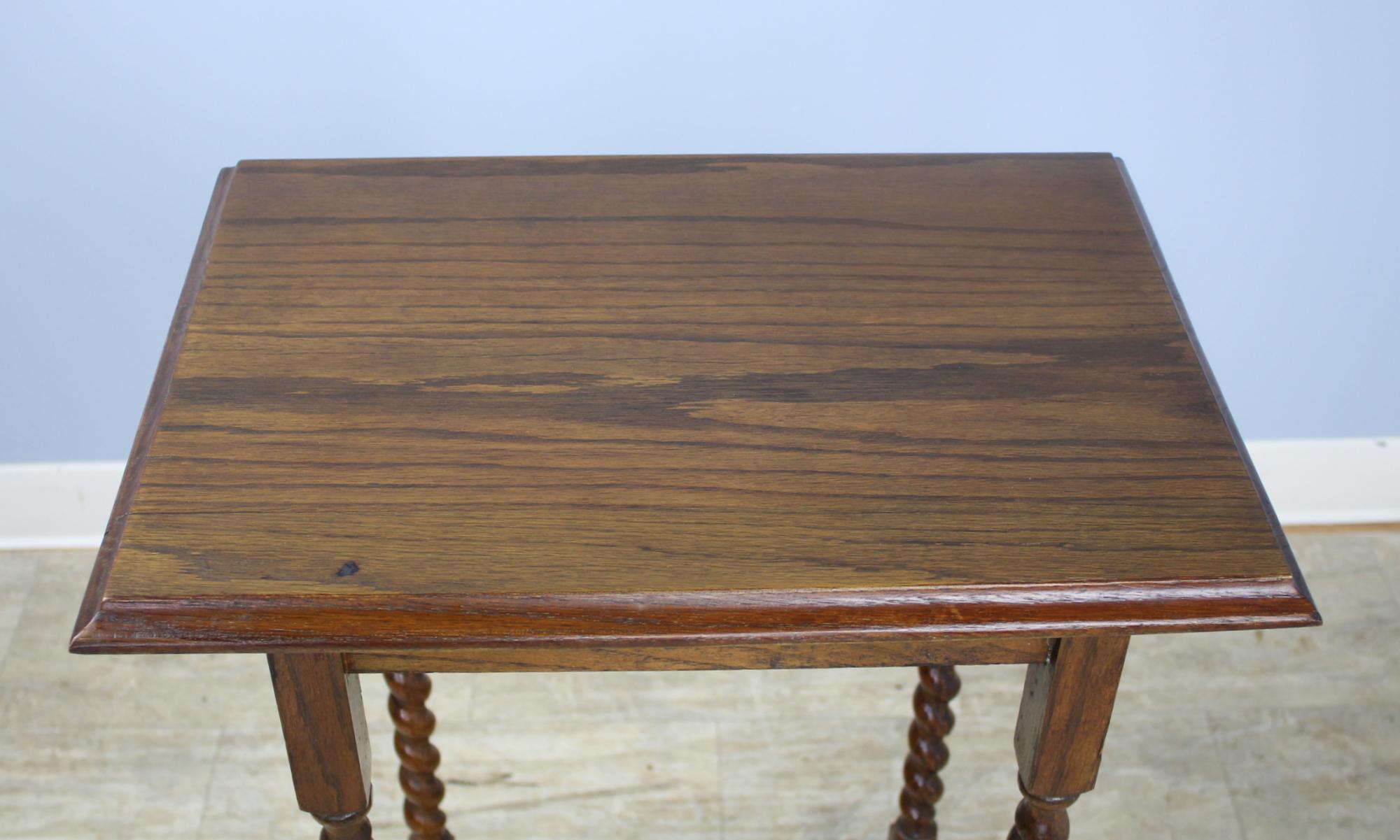 Antique Oak Barley Twist Side Table In Good Condition In Port Chester, NY
