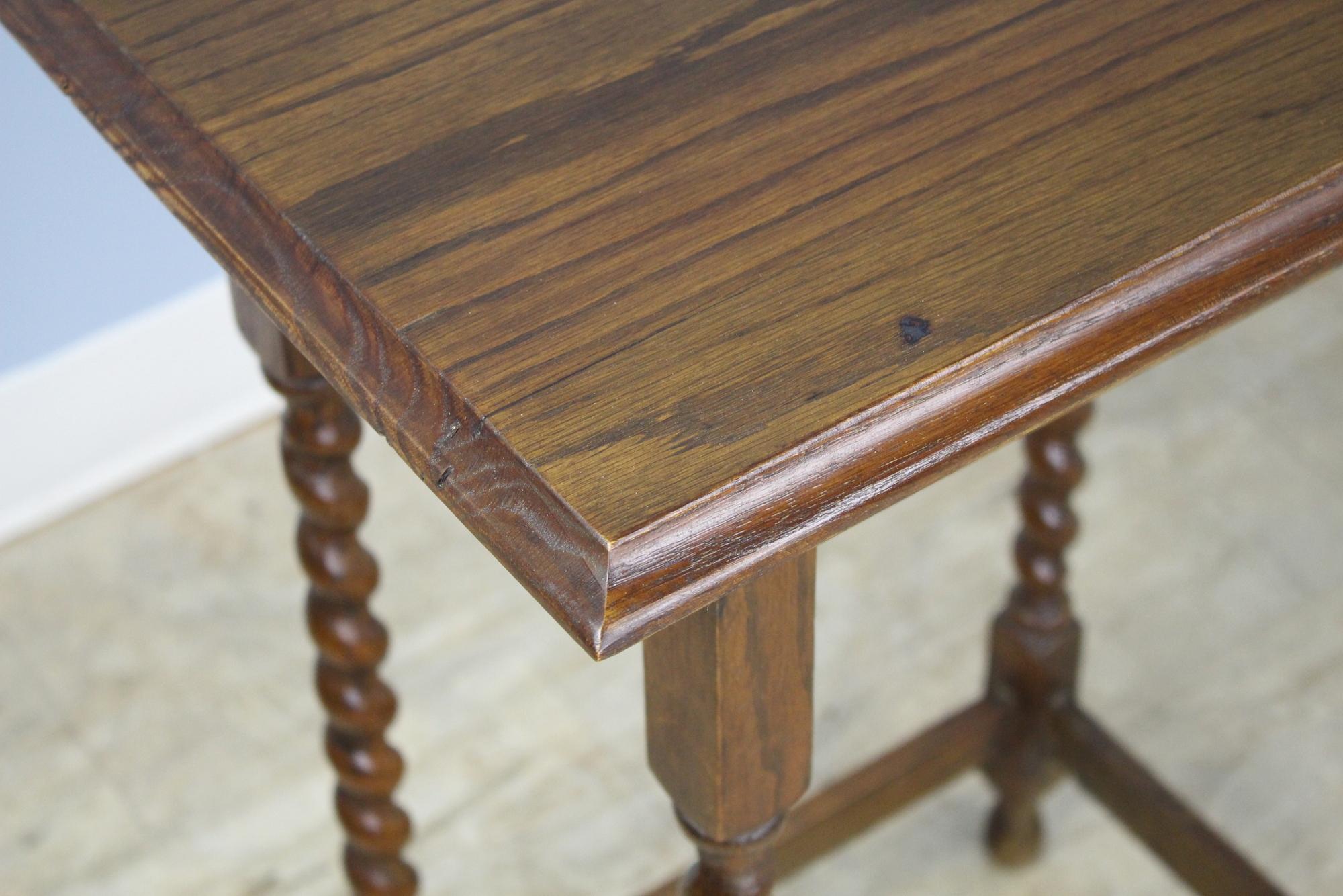 Early 20th Century Antique Oak Barley Twist Side Table