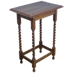 Antique Oak Barley Twist Side Table